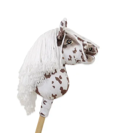 Hobby Horse Mały Koń Na Kiju Premium Tarantowaty TUM-TUM - Biało-Brązowy