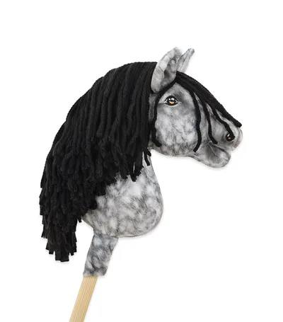Hobby Horse Średni Koń Na Kiju Premium Siwek Jabłkowity Czarną TUM-TUM