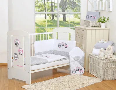 Komplet Pościeli Dla Dzieci 120x90cm Ochraniaczem 3-CZ Sówki TUM-TUM