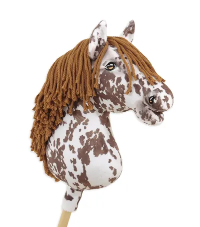 Hobby Horse Duży Koń Na Kiju Premium Tarantowaty TUM-TUM - Biało-Brązowy