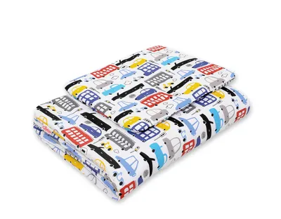 Komplet Pościeli Dla Niemowląt Wypełnieniem 2-CZ 75x100cm Autka TUM-TUM