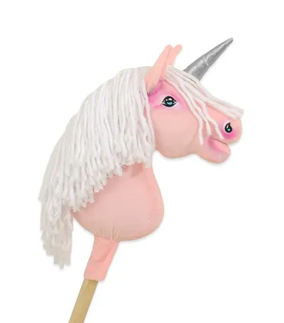 Hobby Horse Jednorożec Na Kiju Białą Grzywą Srebrnym TUM-TUM - Różowy