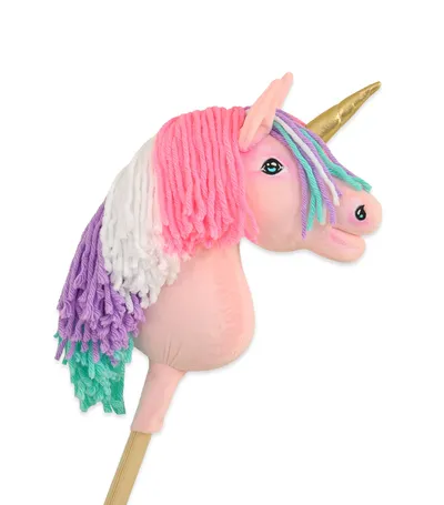 Hobby Horse Jednorożec Na Kiju Kolorową Grzywą Złotym TUM-TUM - Różowy