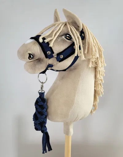 Uwiąz Dla Konia Hobby Horse Pleciony Ze Sznurka TUM-TUM - Czarno-Granatowy