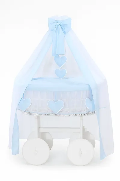 Wiklinowy Kosz Mojżesza Baldachimem Deluxe Amelia Pościel TUM-TUM - Biały