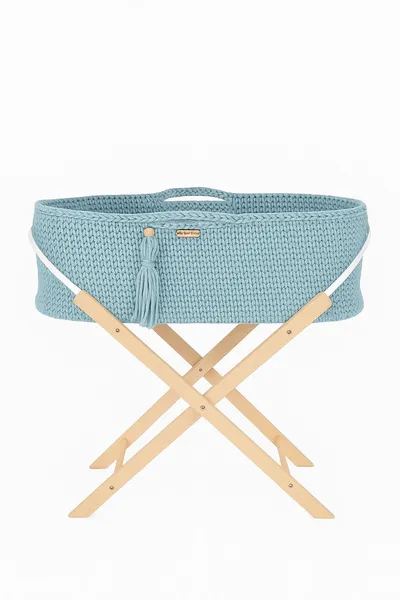 Kosz Mojżesza Boho Handmade Ze Stojakiem Misty Blue TUM-TUM