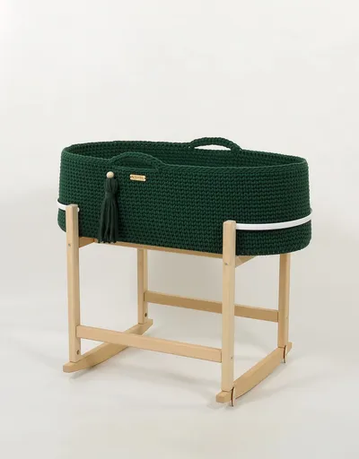 Kosz Mojżesza Boho Handmade Kołyską Butelkowa Zieleń TUM-TUM