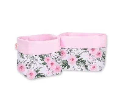 Komplet Koszyczków Na Komodę 2szt. Peonie TUM-TUM - Różowe