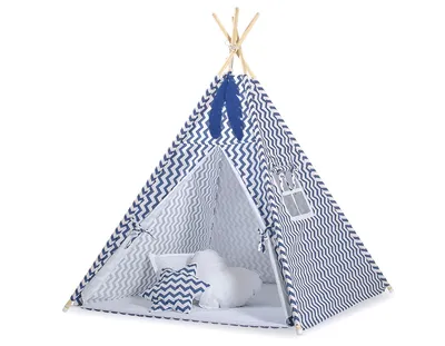 Namiot Dla Dzieci Tipi Dzieci+ Zawieszki Pióra Chevron TUM-TUM - Granatowy
