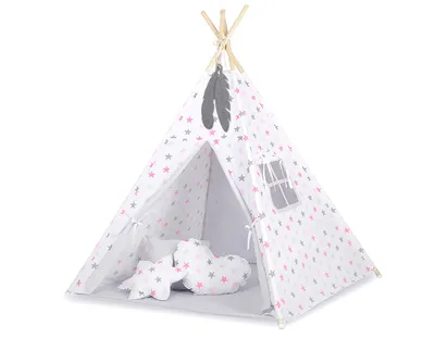 Namiot Dla Dzieci Tipi +mata Zawieszki Pióra Gwiazdy TUM-TUM