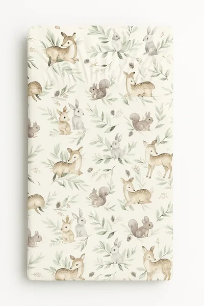 Prześcieradło Bawełniane Gumką Do Łóżeczka 120x60 cm Woodland TUM-TUM