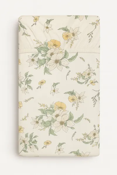 Prześcieradło Bawełniane Gumką Do Łóżeczka 120x60 cm Clematis TUM-TUM