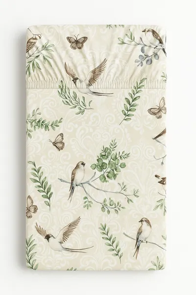 Prześcieradło Bawełniane Gumką Do Łóżeczka 120x60 cm Brown Birds TUM-TUM