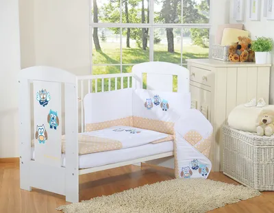 Komplet Pościeli Dla Dzieci 135x100cm Ochraniaczem 3-CZ Sówki TUM-TUM