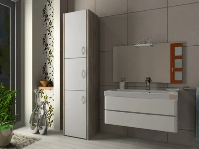 Słupek Łazienkowy ADAŚ 3D Sonoma + Front 30 cm - Biały
