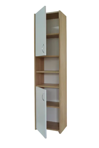 Słupek Łazienkowy ADAŚ 2D Sonoma + Front 30 cm - Biały