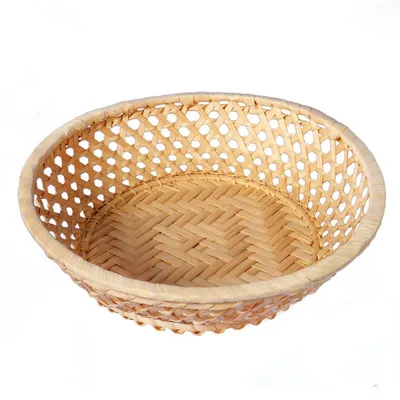 Koszyk Na Pieczywo Z Bambusa, Okrągły, 20cm, Kolor - Beżowy