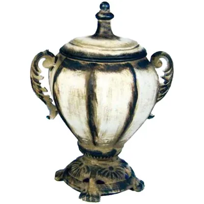 Urna Z Metaloplastyki W Kolorze Kremowo-Brązowym Z Pokrywą 30x22 cm