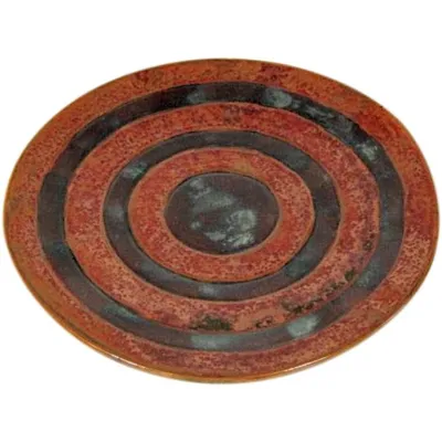 Talerz Ceramiczny W Pasy 21 cm Z Możliwością Używania Jako Podstawka Pod Świeczki, Kolor - Brązowy