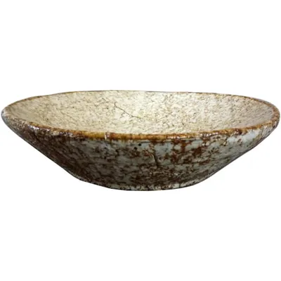 Talerz Dekoracyjny Kamienny Popękany W Prążki 30x8cm - Kremowy