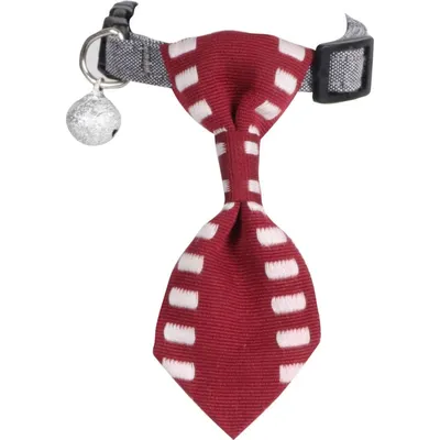 Elegancka Obroża Z Krawatem I Bezpiecznym Dzwoneczkiem W Kolorze Bordowym
