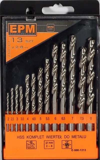Zestaw Wierteł HSS Do Metalu 2-8MM 13 szt. EPM