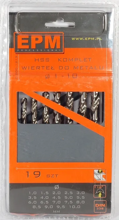 Zestaw Wierteł HSS Do Metalu 1-10MM 19 szt. EPM