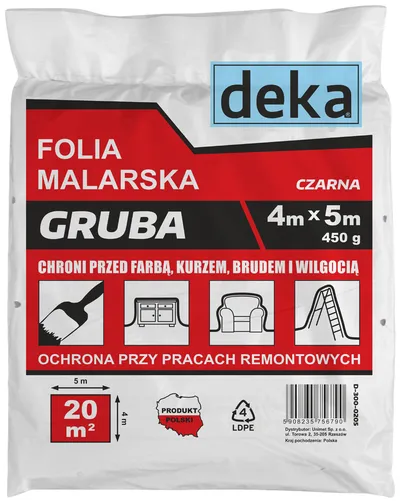 Folia Malarska Gruba 4*5M 450g DEKA - Czarna