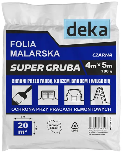 Folia Malarska Super Gruba 4*5M 700g DEKA - Czarna