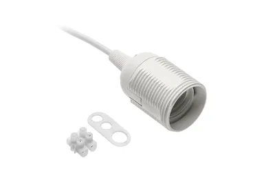 Oprawka E27 Z Przewodem I Kostką 240V 60W, 2X0,75MM2 GTV - Biała