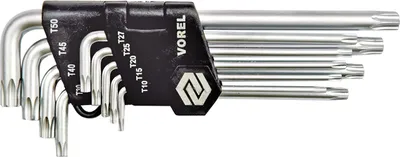 Klucze Torx Komplet 9 Sztuk T15 - T55 Cr-V VOREL