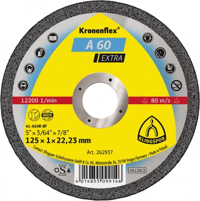 Tarcza Płaska A60EX T1A 115*1.0*22 262936 KLINGSPOR