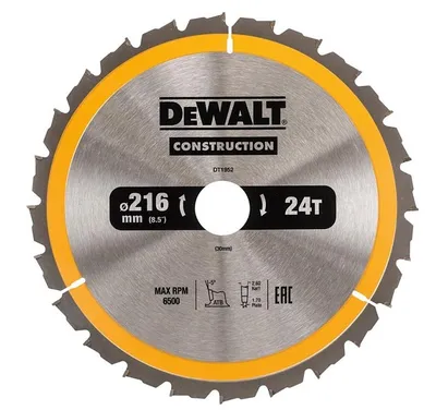 Piła Tarczowa Do Drewna 216/30MM, 24 Zęby DEWALT