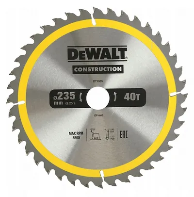 Piła Tarczowa Do Drewna 235/30MM, 40 Zębów DEWALT