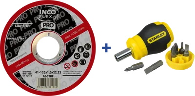 Zestaw 100 szt. Tarcza T1A 125*1.0*22 +wkrętak Stanley Gratis TECHNIFLEX