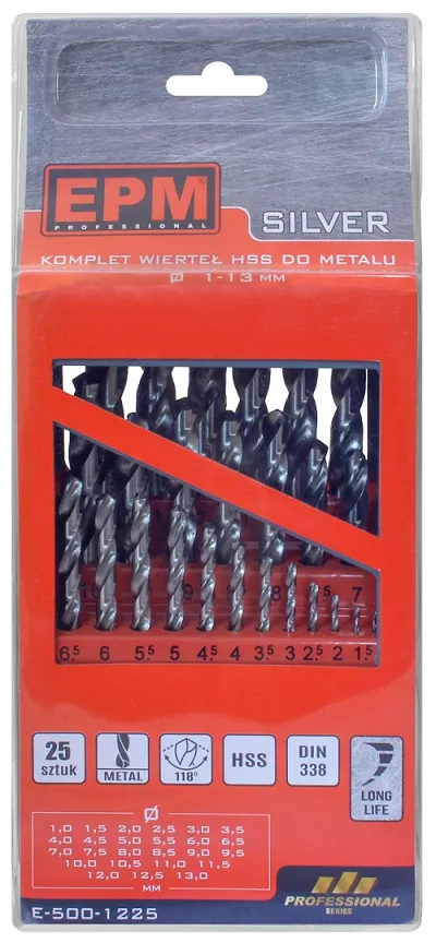 Zestaw Wierteł HSS Do Metalu 1-13MM 25 szt. EPM