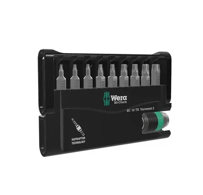 Zestaw Bit-Check 10 TX Universal,uchwyt Rapidator, 10 Cz. WERA