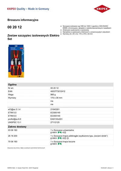 Zestaw Szczypiec 3 szt. KNIPEX