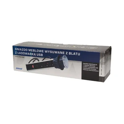 Gniazdo Meblowe 3X2P+Z Blatu 6cm Blok INOX 1,8m ORNO