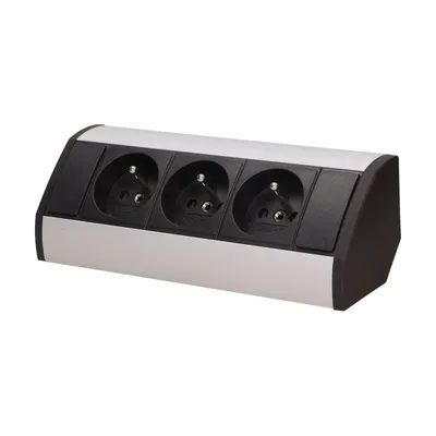 Gniazdo Meblowe 3X2P+Z ORNO - Czarno-Srebrne