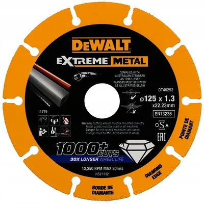 Tarcza Diamentowa Extreme Metal 125*22.23*1.3MM DEWALT