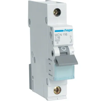 Wyłącznik Nadprądowy 6KA 1-POLOWY C 16A HAGER