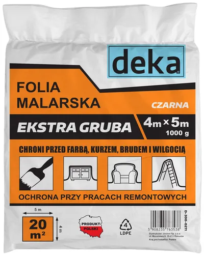 Folia Malarska Extra Gruba 4*5M 1000g DEKA - Czarna