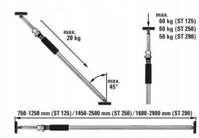 Podpórka Sufitowa 750-1250MM BESSEY