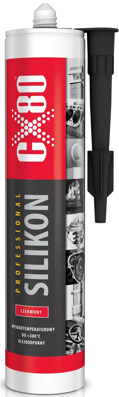 Slikon Professional Wysokotemperaturowy 310ml CX-80 - Czerwony