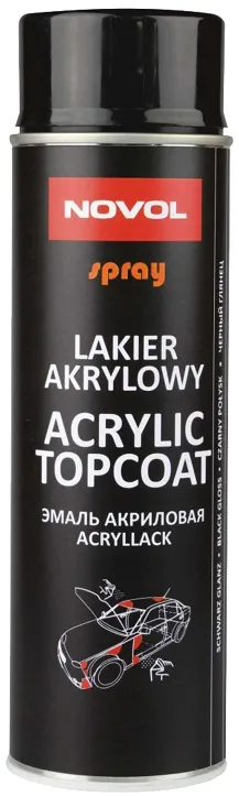 Spray Acryl Topcoat Czarny Połysk 500 ml NOVOL