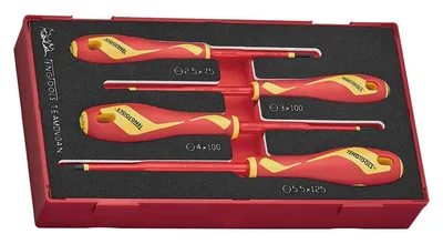 Zestaw Wkrętaków Płaskich VDE 1000V TEAMDV04N, 4 szt. TENG TOOLS