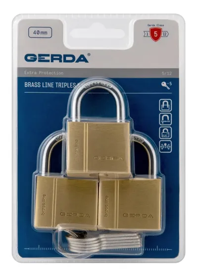 Zestaw 3-TRIPLES Kłódek Mosiężnych Brass Line Kmz S40, Blis GERDA