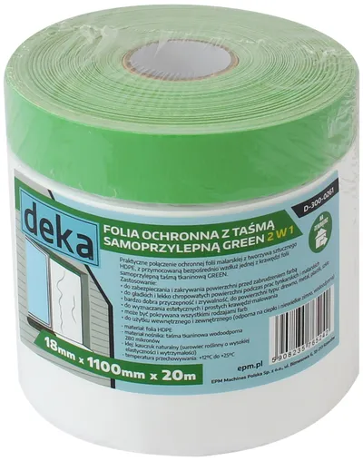 Folia Ochronna Z Taśmą Zieloną Do Zewnątrz 110CM*20M DEKA