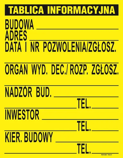 Tablica Informacyjna Budowlana 700*900MM